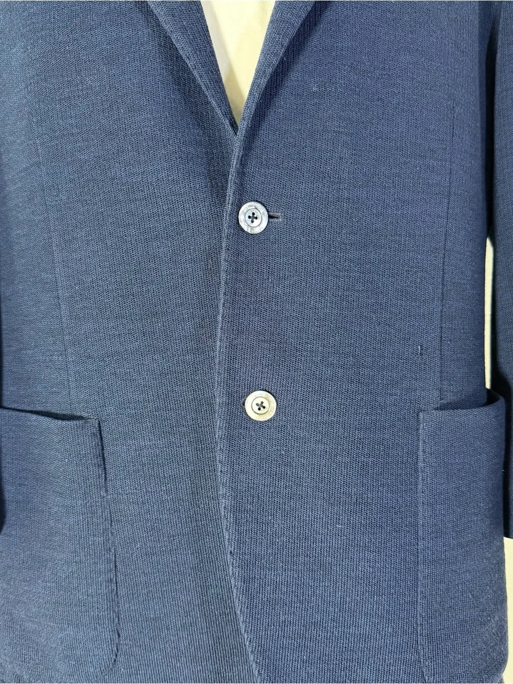 St. Croix Navy Blue 100% Virgin Wool Knit Blazer Jacket IT 56 Made in Italy